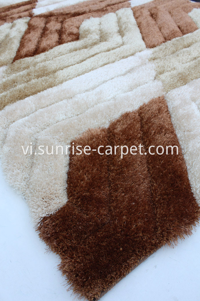 Home Carpet 3d Shaggy Rug Brown Beige Color